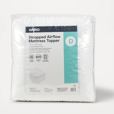 Strapped Airflow Mattress Topper, Double Bed - Anko