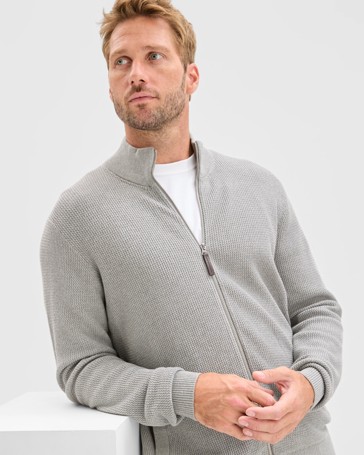 Australian Cotton Zip Through Knit Jumper