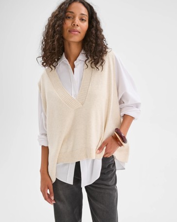 Australian Cotton Blend Deep V-Neck Oversized Knit Vest