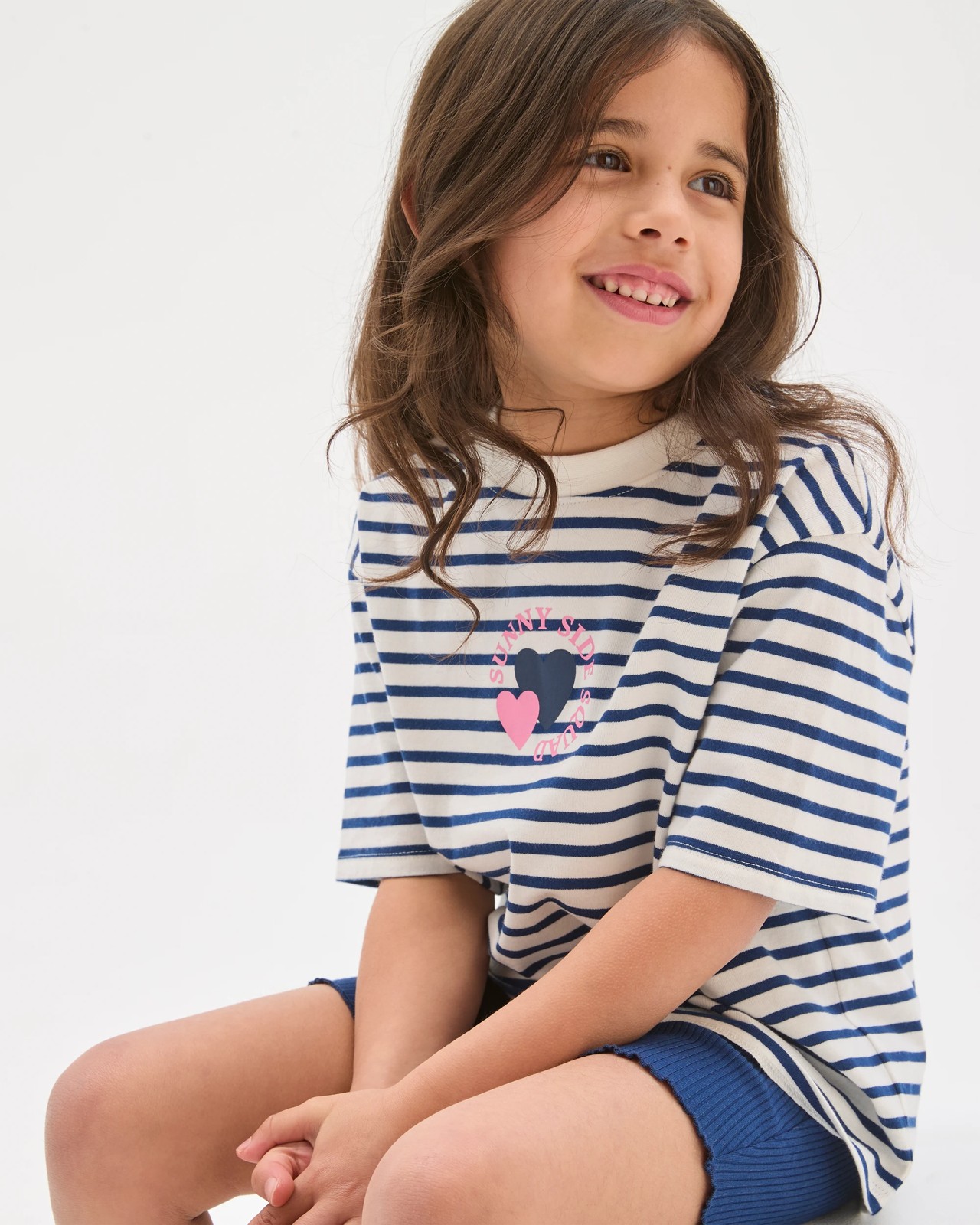 Australian Cotton Blend T-Shirt and Bike Shorts Set - Navy / White Stripe 3 of 5