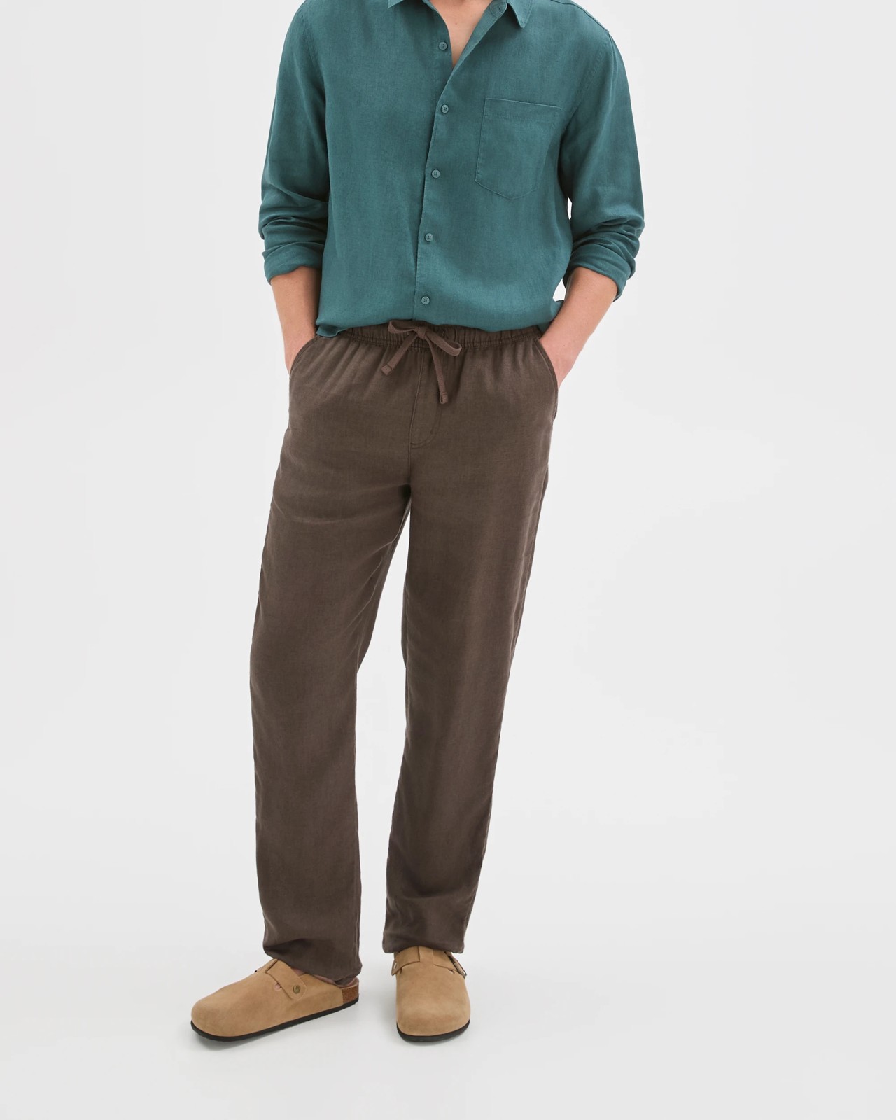 European Linen Full Length Pants - Chocolate 2 of 5