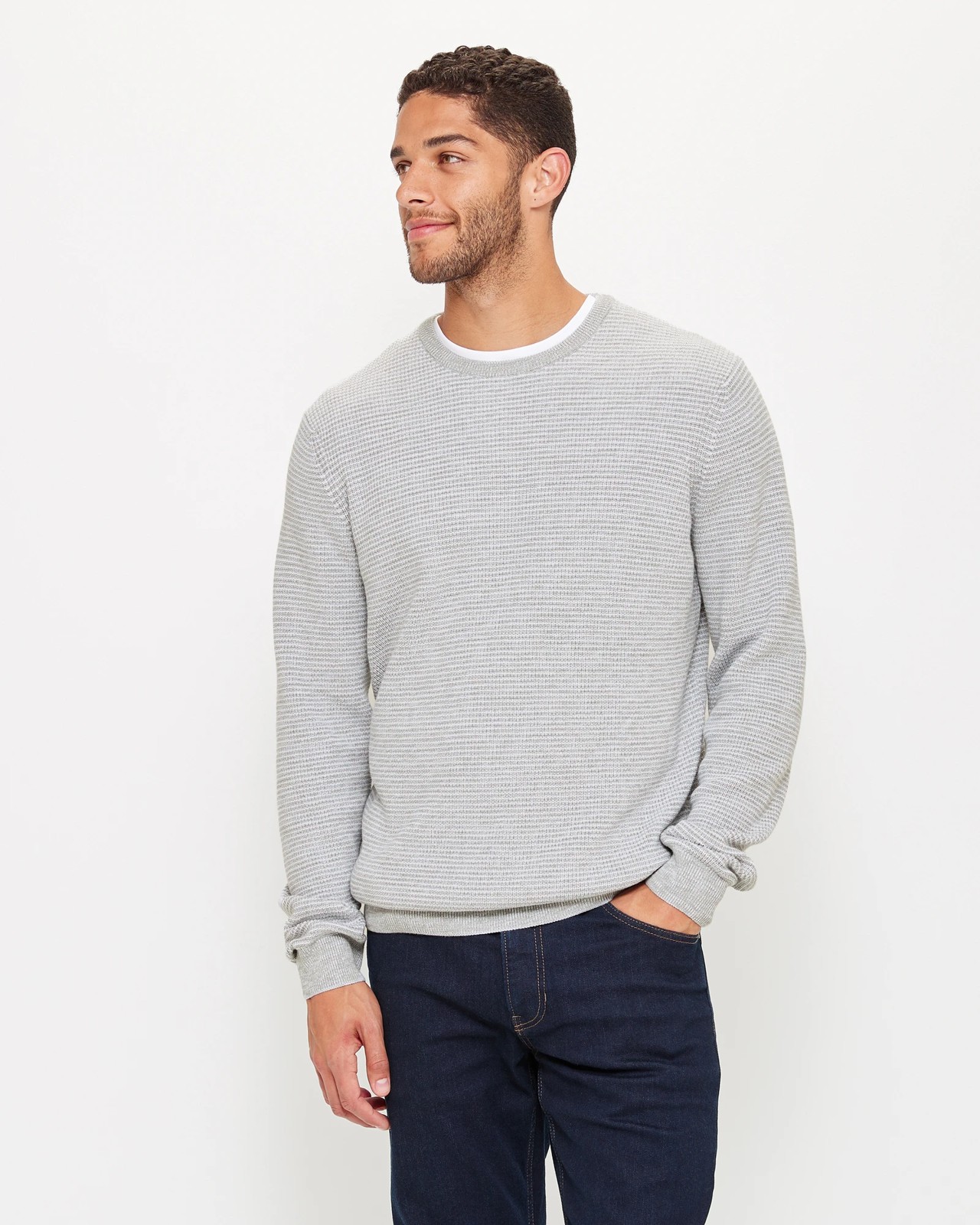 Textured Stripe Knit Jumper - Grey | Target Australia