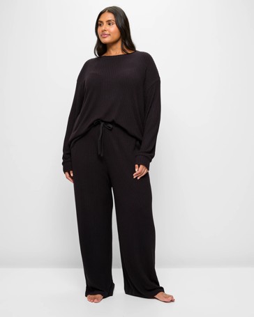 Plus Size Cosy Rib Pyjama Sleep Pants