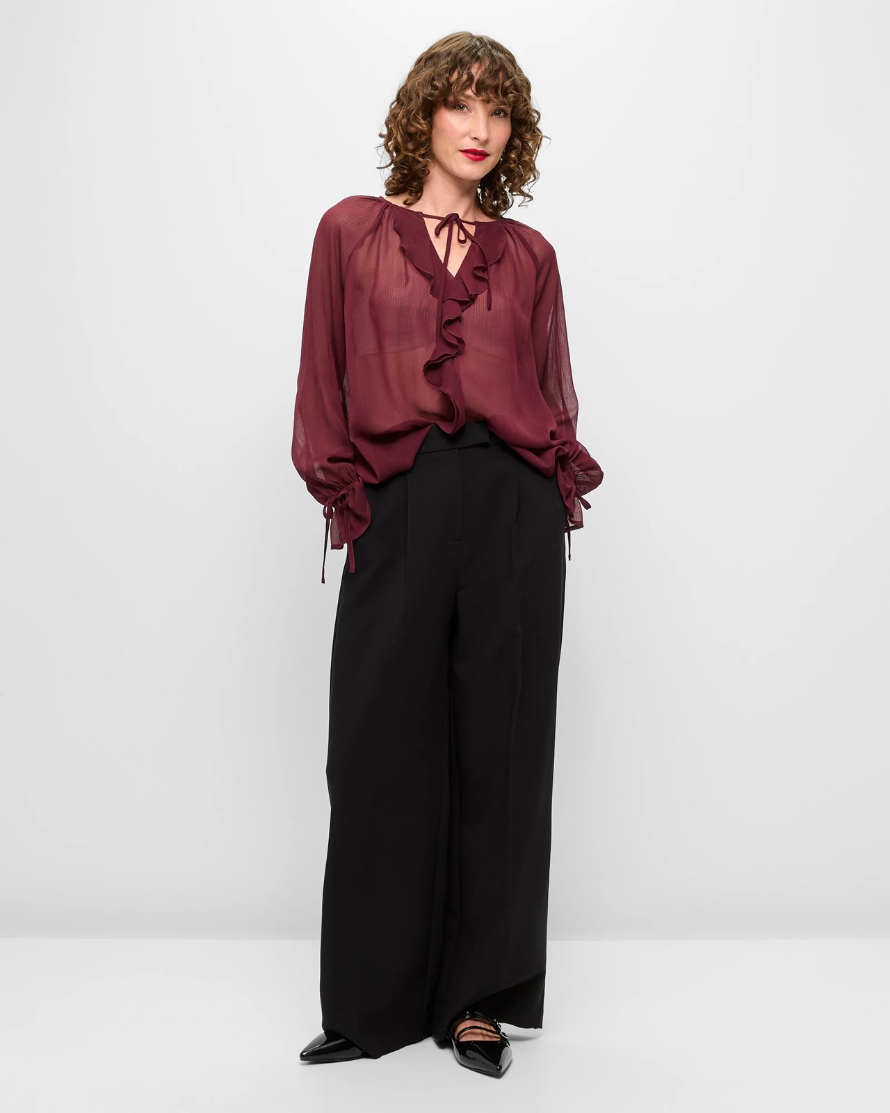 Long Sleeve Ruffle Blouse - Preview 2 of 5