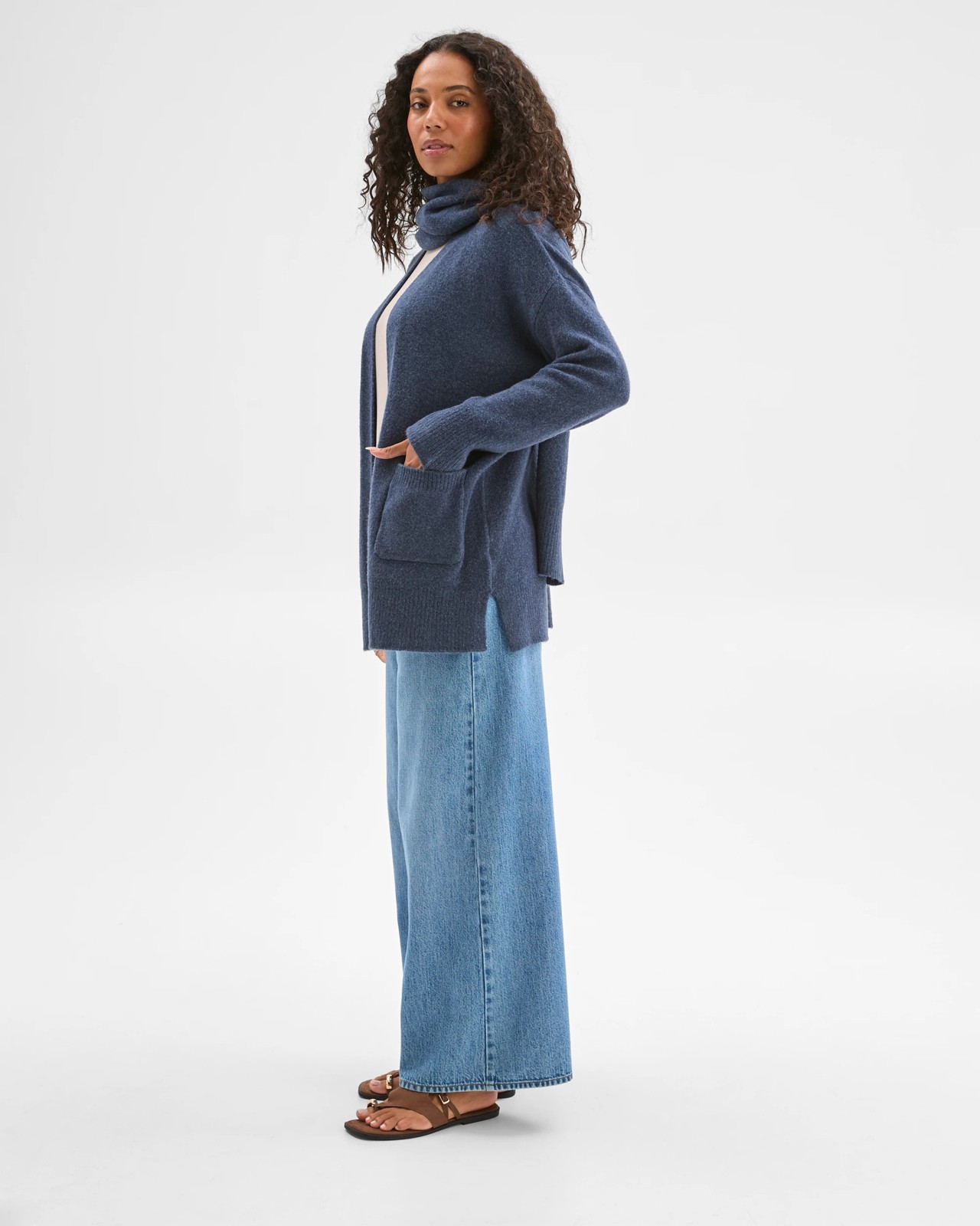 Supersoft Edge To Edge Cardigan - Navy Marle 3 of 6