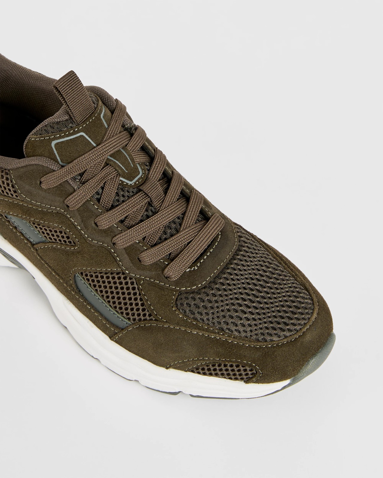 Suede and Mesh Runners - Khaki 3 of 3