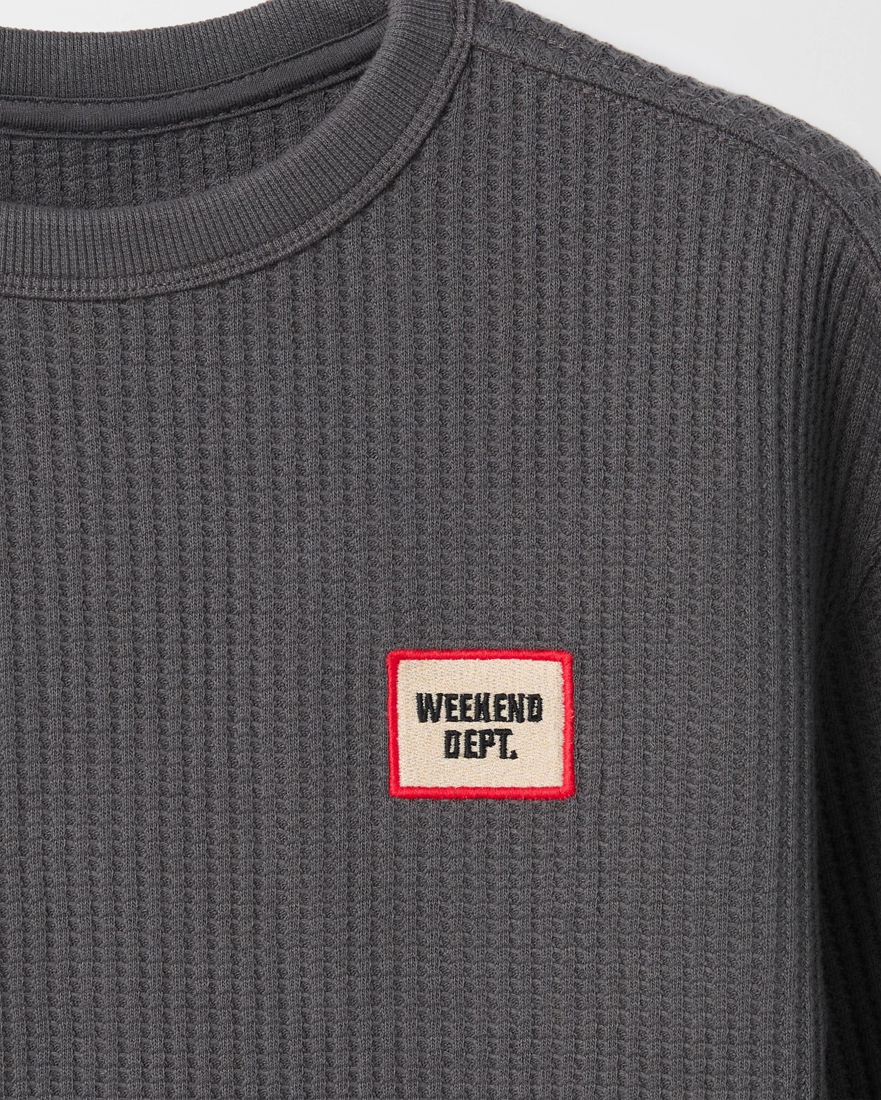 Australian Cotton Long Sleeve Oversized Waffle T-Shirt - Asphalt 2 of 2