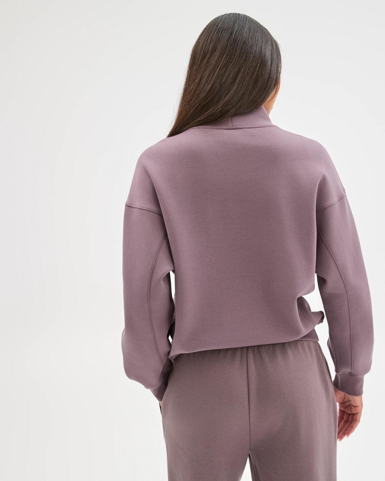 Australian Cotton Blend Cocoon 1/4 Zip Fleece Jumper - Plum 6 of 6