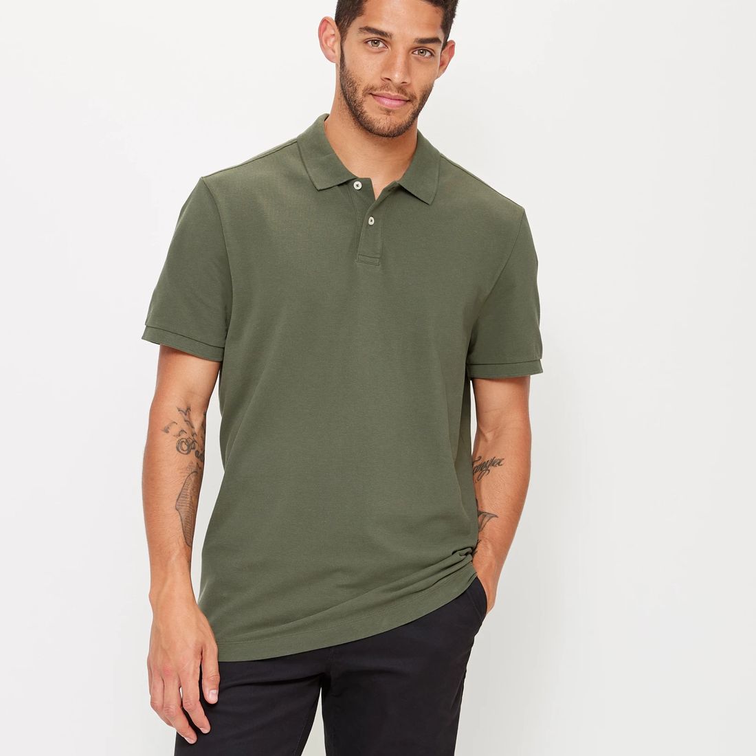 Pique Polo Shirt Khaki Target Australia