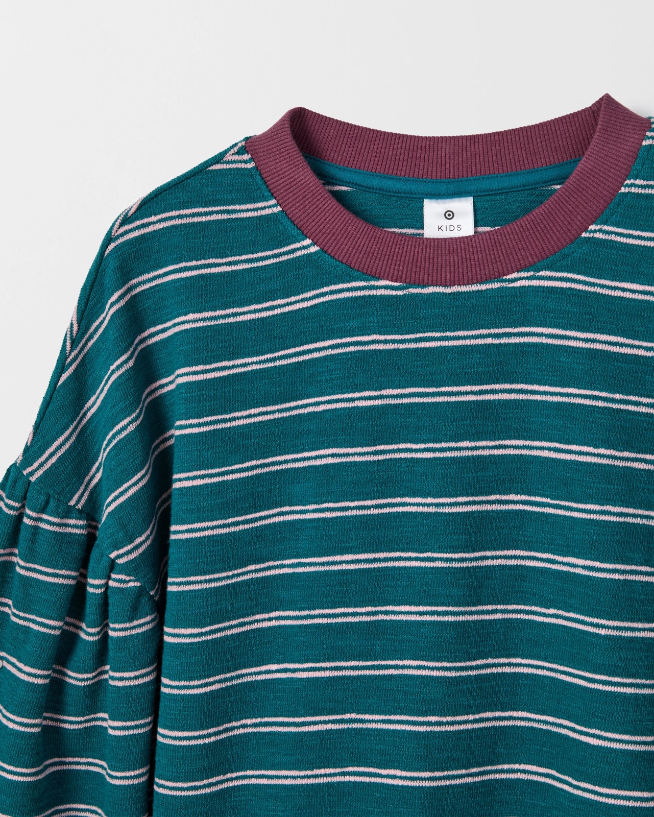 Australian Cotton Long Balloon Sleeve Striped T-Shirt - Green 2 of 2