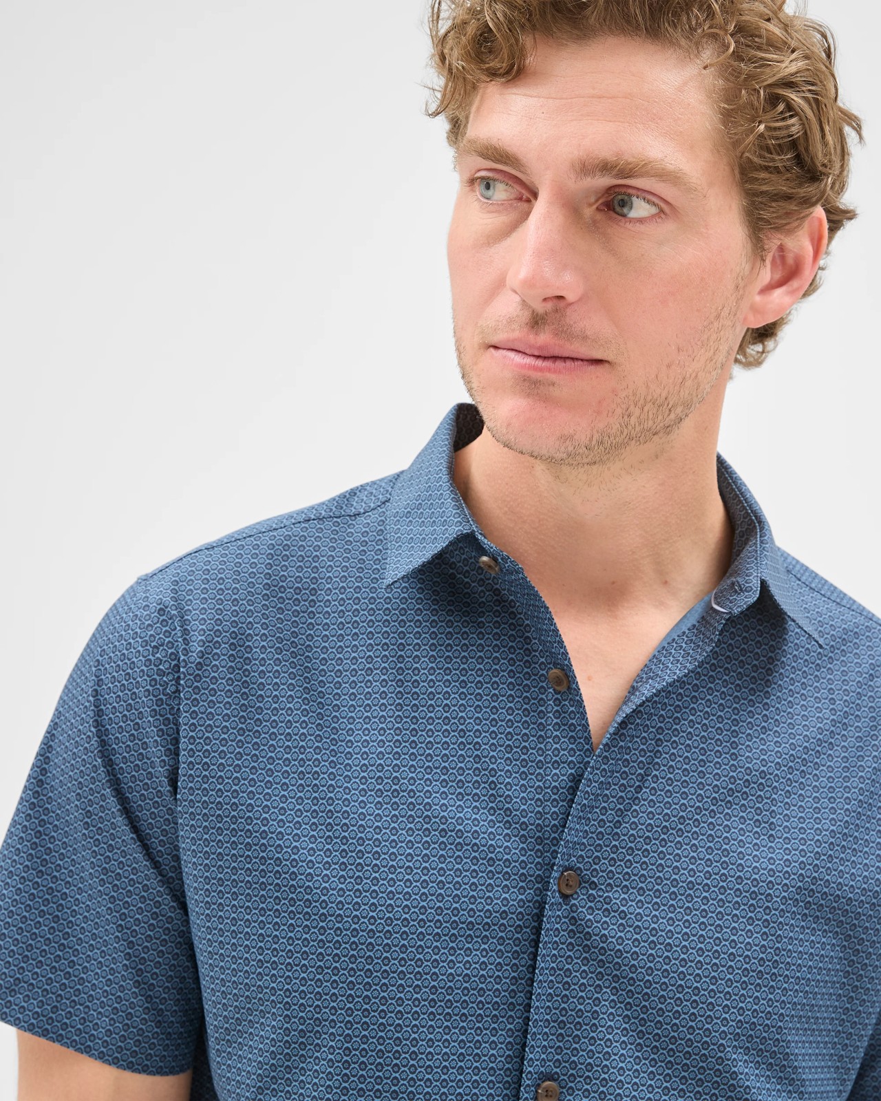 Preview Australian Cotton Short Sleeve Shirt - Floral Tile Navy 2 of 5