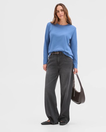 Australian Cotton Blend Long Sleeve Crew Neck T-Shirt