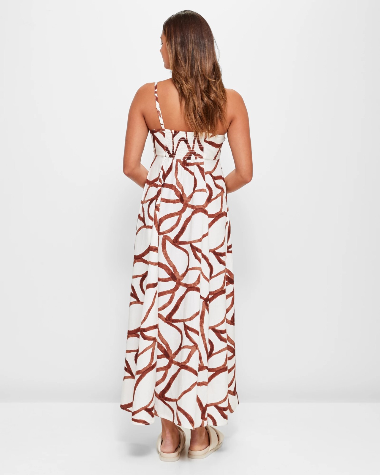 Linen Blend Strappy Babydoll Midi Dress - Lily Loves 4 of 5