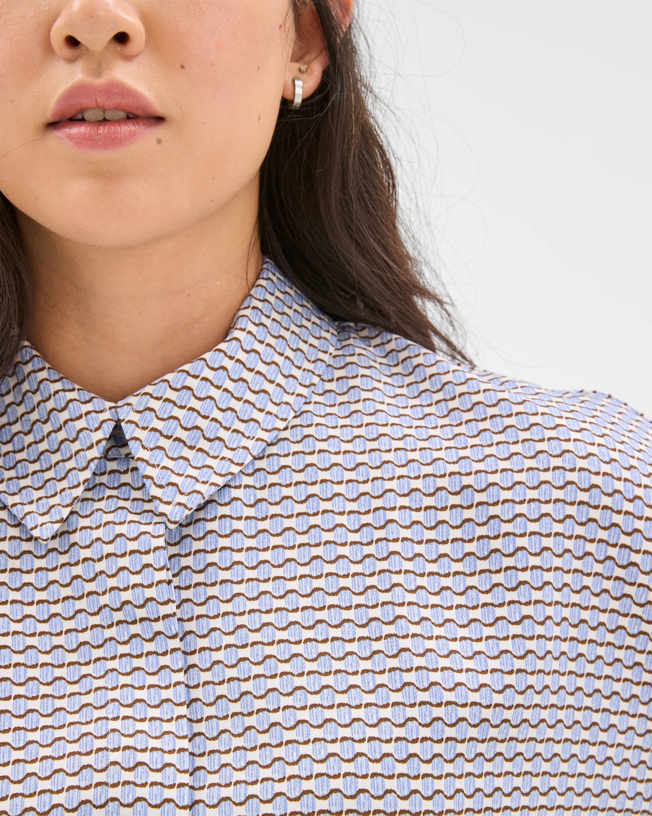 Preview Long Sleeve Set Dressing Shirt - Blue Mist Micro Geo 5 of 6