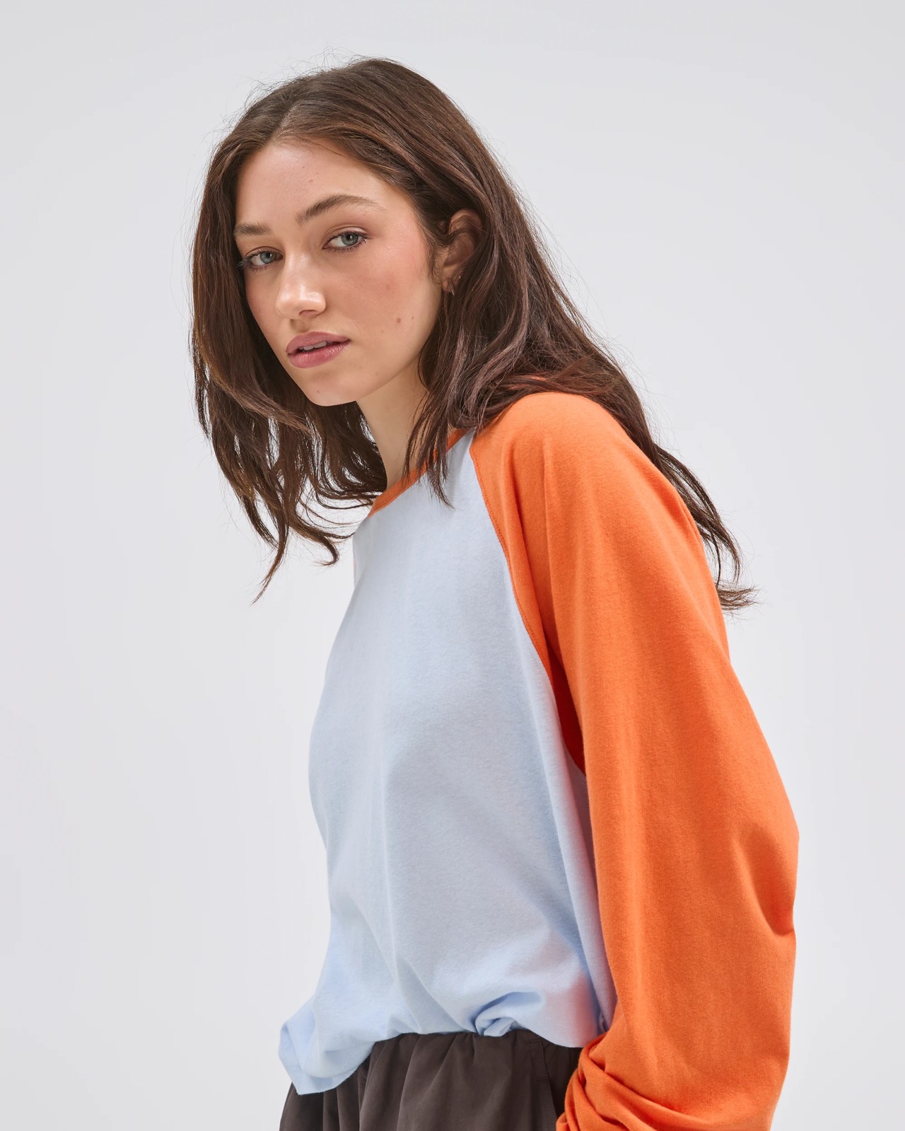 Lily Loves Australian Cotton Blend Raglan Long Sleeve T-Shirt - Glacier Orange 3 of 5