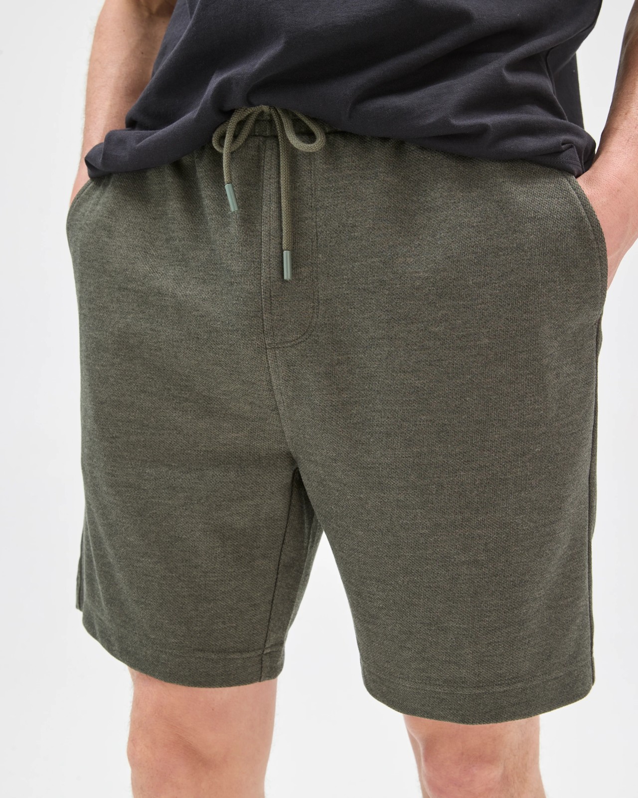 Textured Fleece Shorts - Dark Green 4 of 6