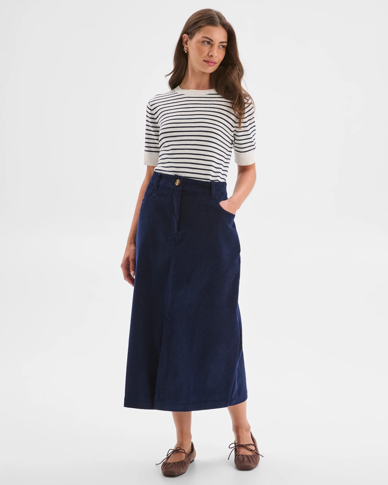 Petites Midi Corduroy Pencil Skirt 2 of 6