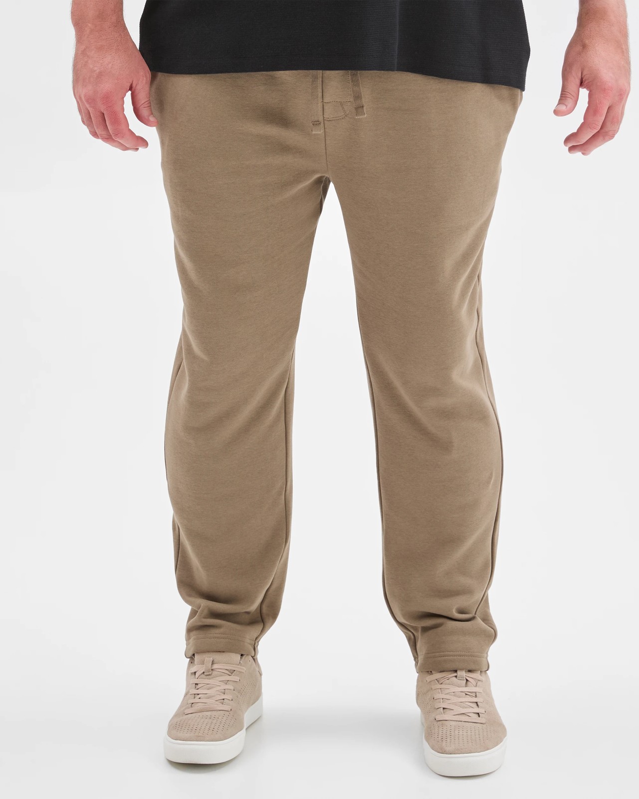 Plus Size Australian Cotton Blend Non Cuffed Trackpants - Mushroom 4 of 6