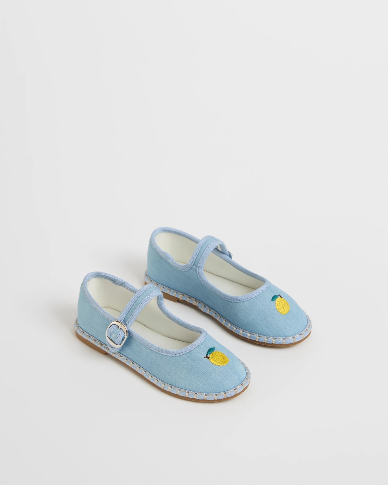Embroidered Fruit Espadrille Pumps - Blue Lemon 2 of 3