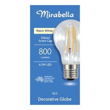 Mirabella E27 7W LED GLS Filament Bulb