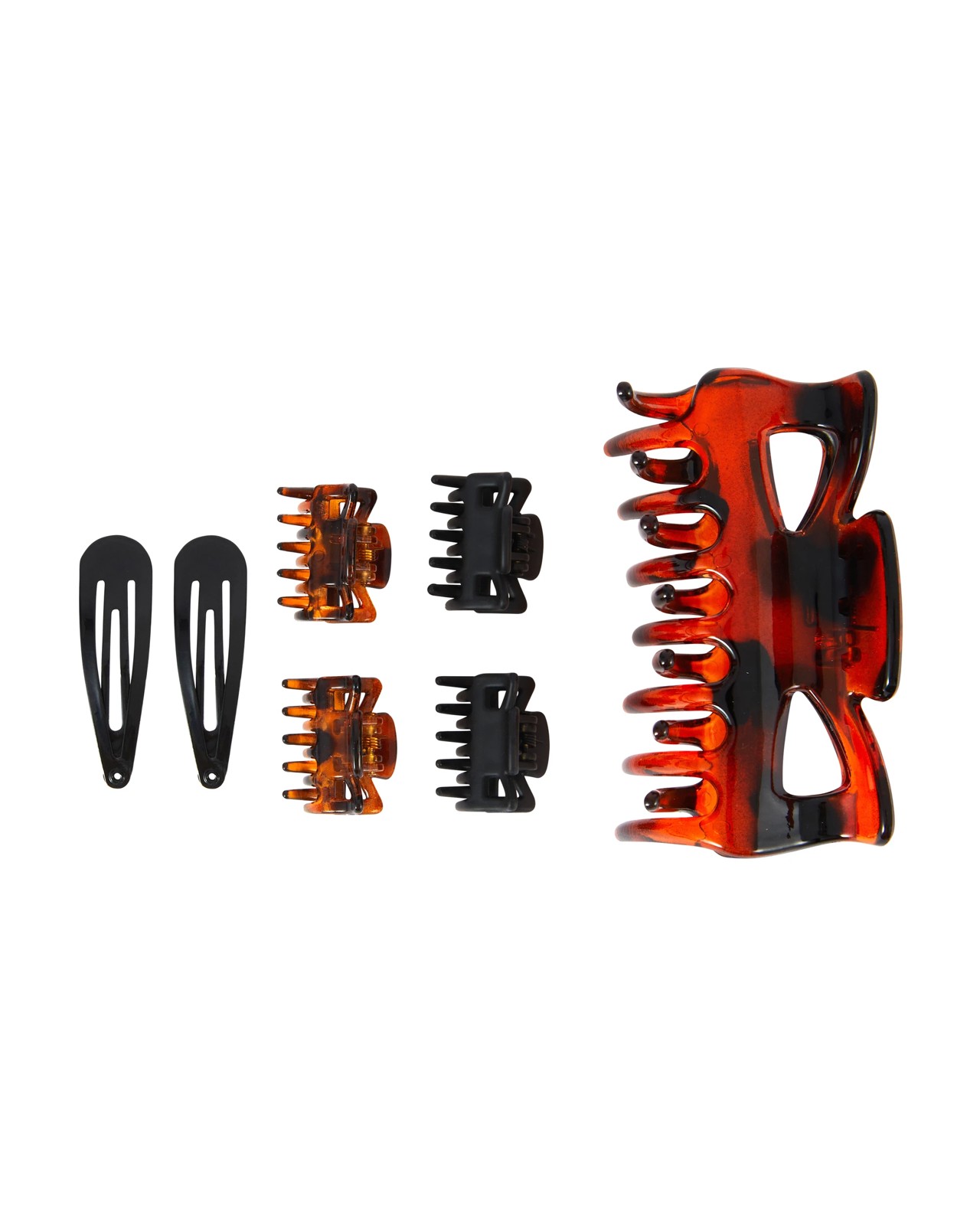 OXX Haircare 7 Piece Black and Tort Claw and Snap Hair Clips Pack 2 of 3