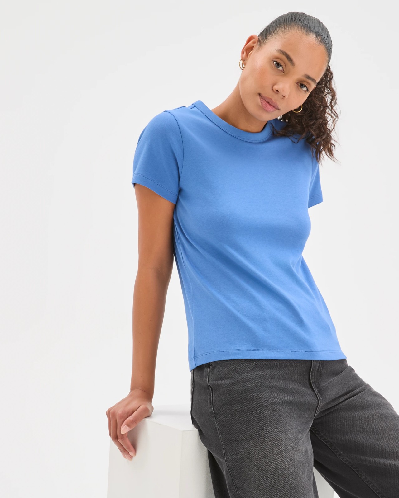 Australian Cotton Interlock Neat T-Shirt - Lapis Blue 5 of 6