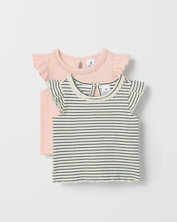 Baby Organic Cotton 2 Pack Waffle T-Shirts
