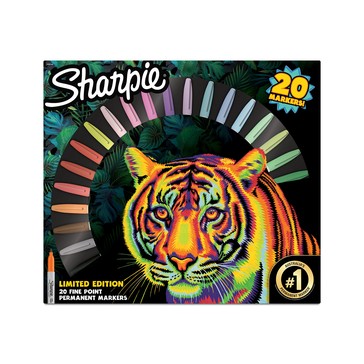 20 Pack Sharpie Limited Edition Fine Tip Permanent Markers Tiger Pack