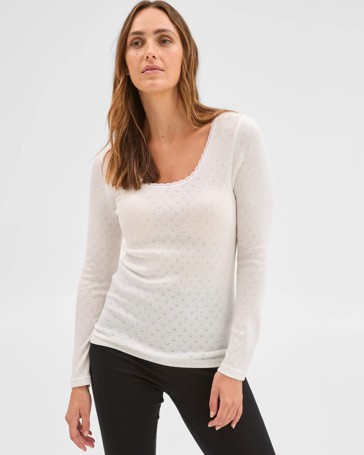 Long Sleeve Pointelle Thermal Top
