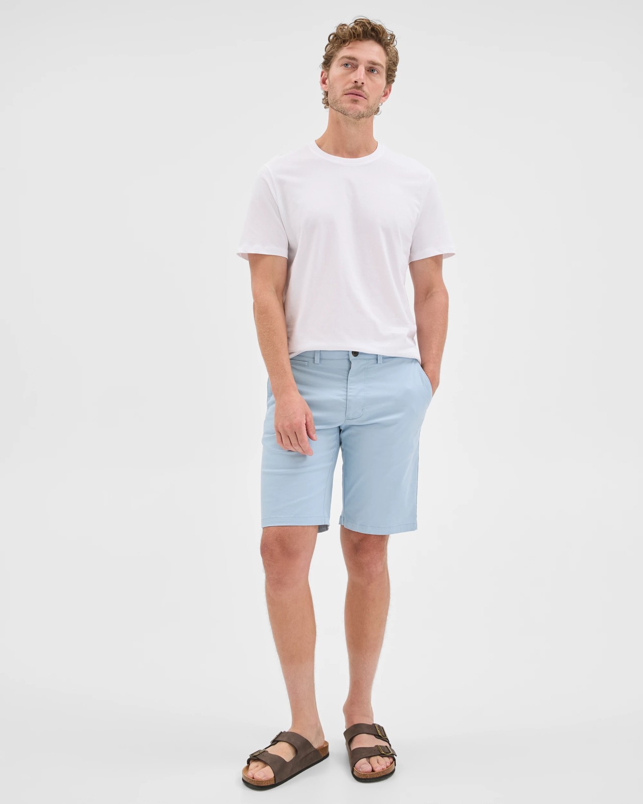 Australian Cotton Regular Stretch Chino Shorts - Blue Fog 4 of 6