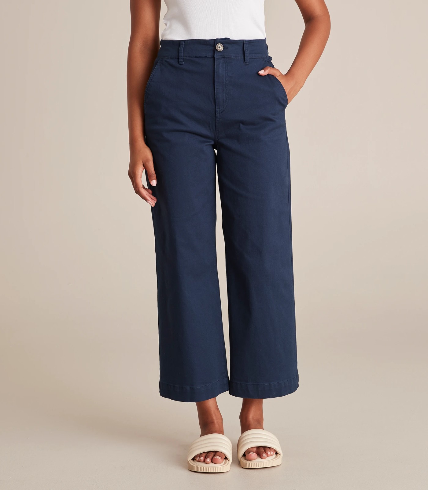 Wide Leg Stretch Twill Pants