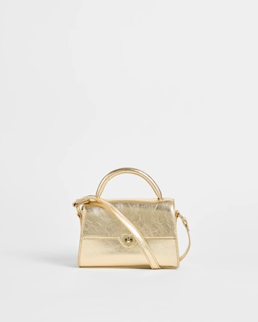 Metallic Heart Buckle Crossbody Bag