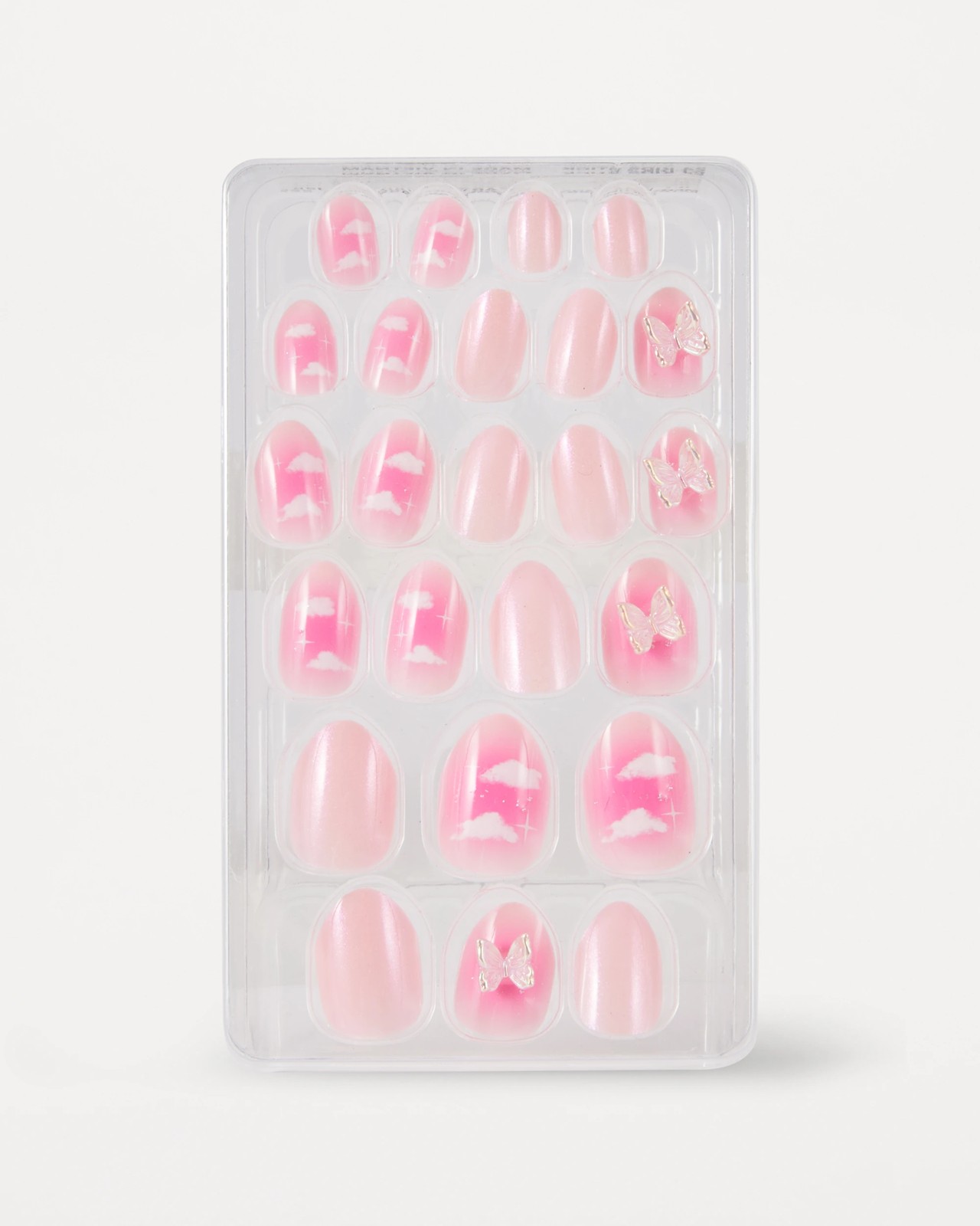 OXX Beauty 24 Pack Kids Pre-Glued Stick-On Nails, Almond Shape - Clouds and 3D Butterfly 3 of 4