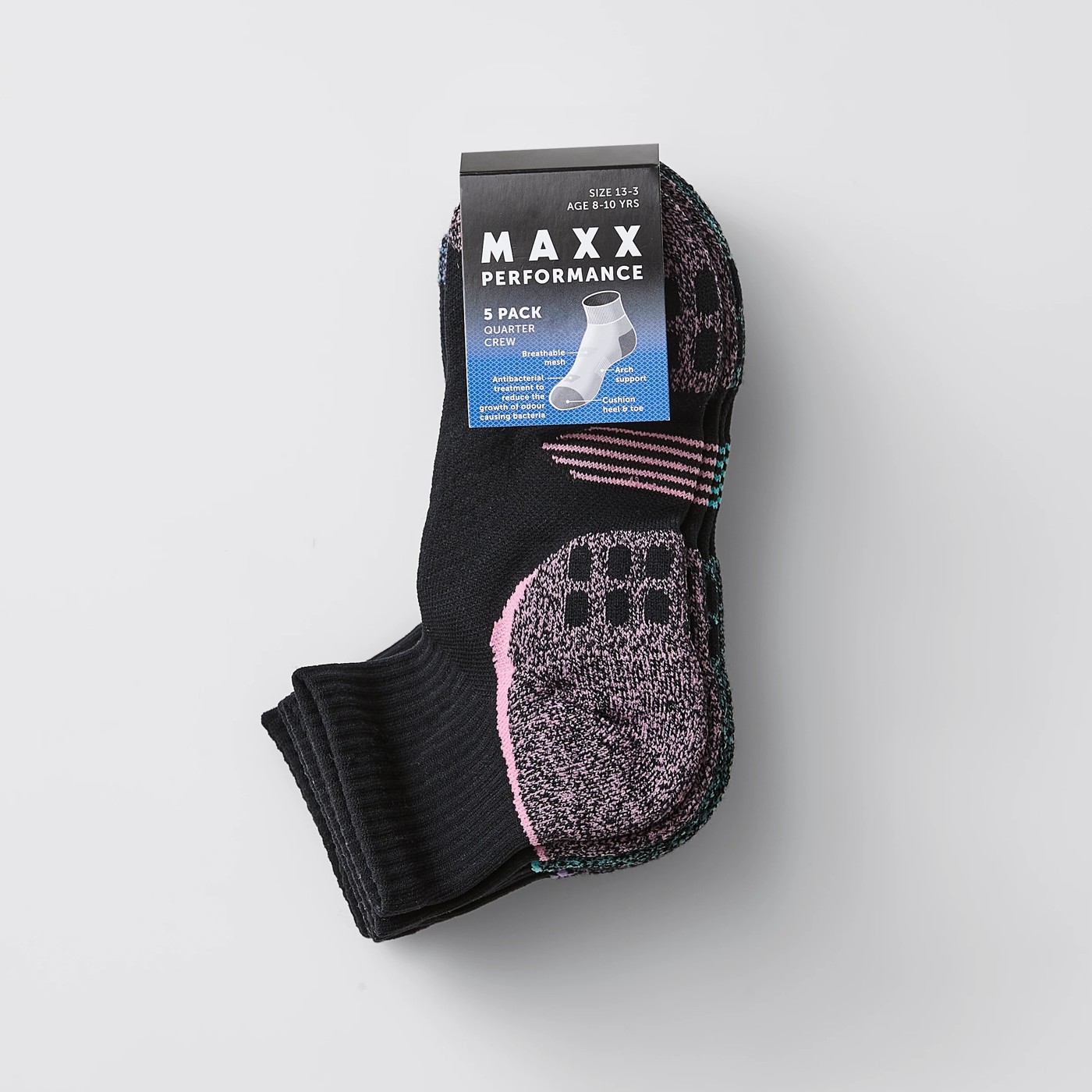 5 Pack Maxx Quarter Crew Socks 3 of 3