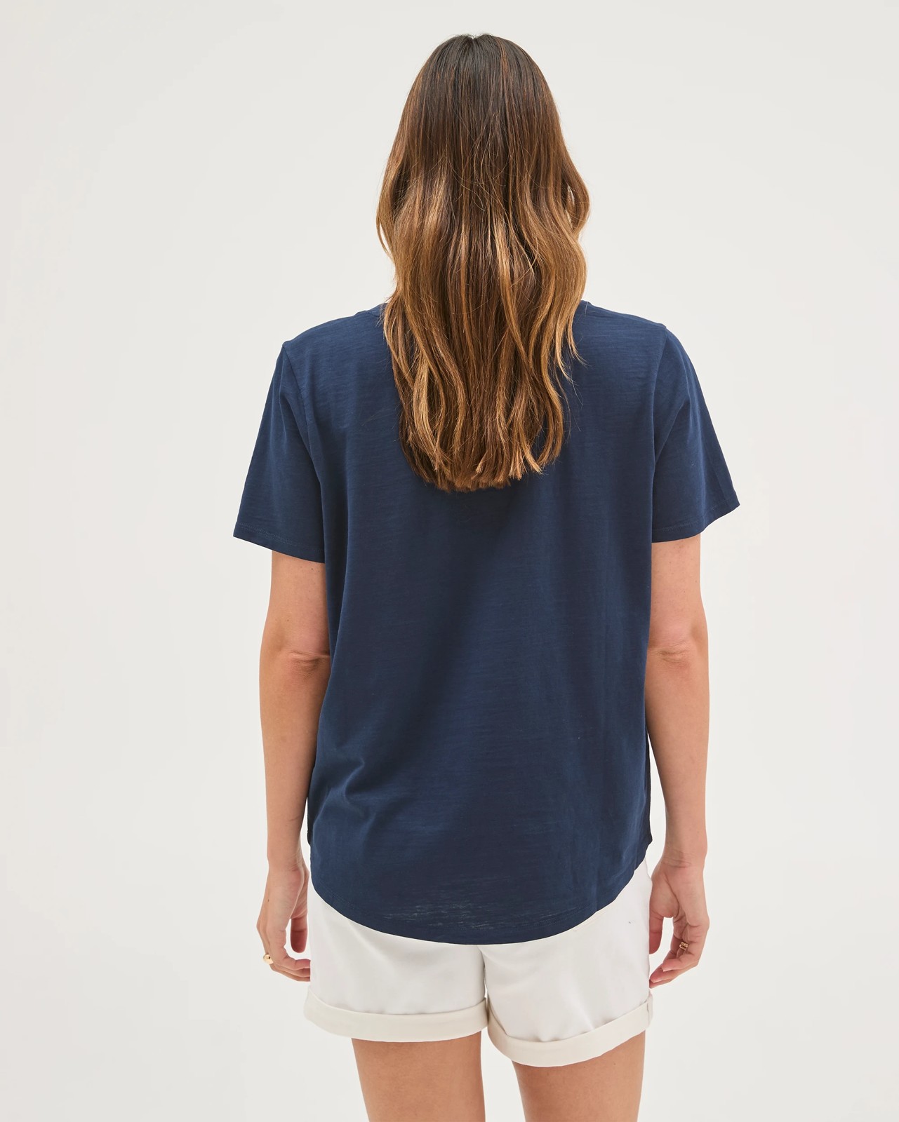 Australian Cotton Slub Relaxed V-Neck T-Shirt - Navy Blazer 6 of 6