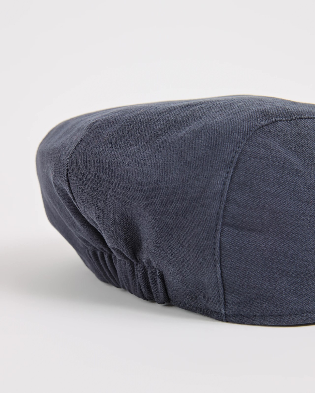 Cotton Linen Blend Flat Cap - Navy 3 of 3