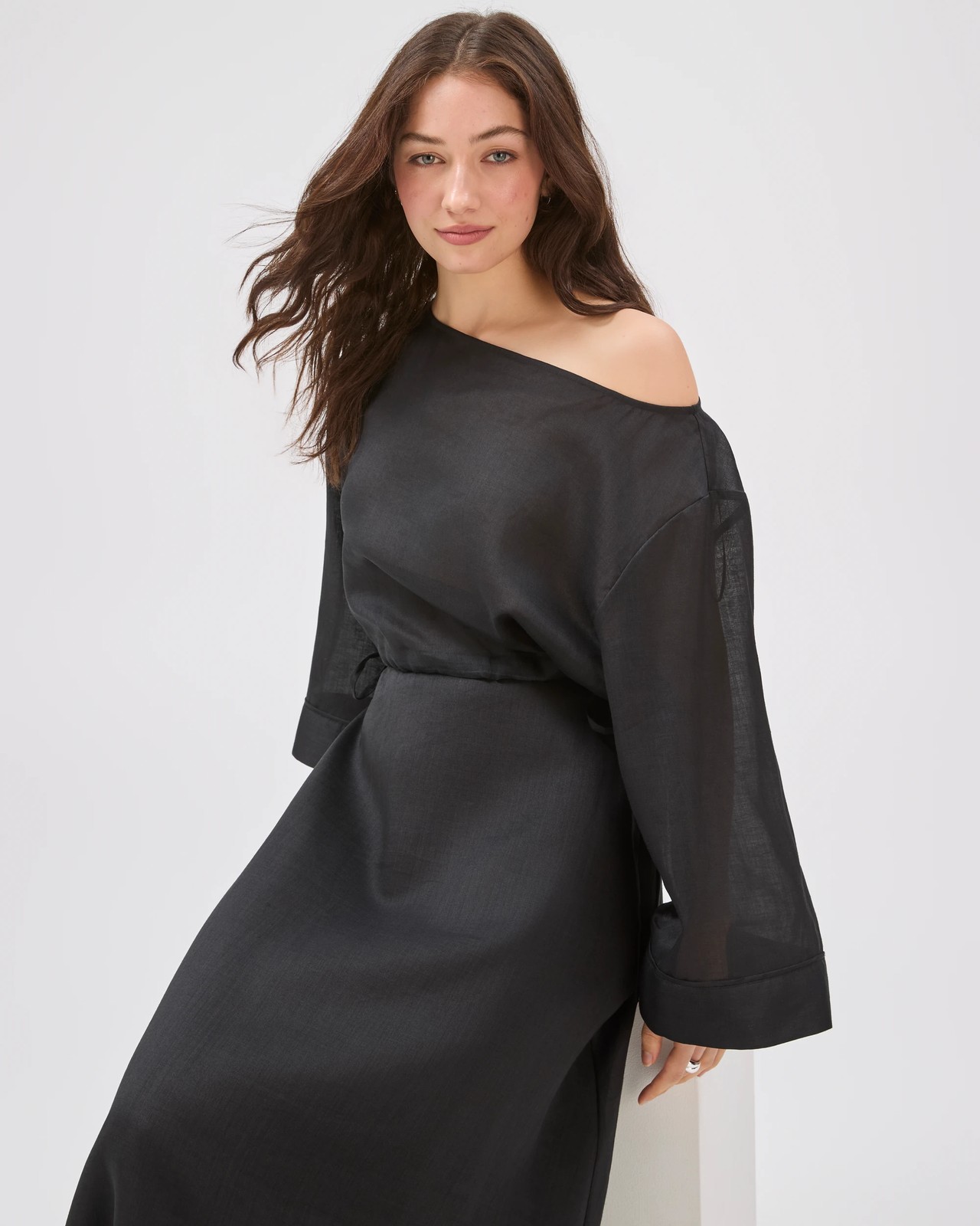 Lily Loves Ramie Off Shoulder Top - Black 3 of 6