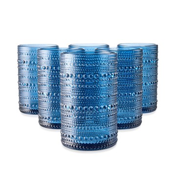 6 Blue Pearls Highball Glasses - Anko