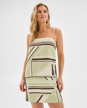 European Linen Blend Printed Mini Dress - Lily Loves