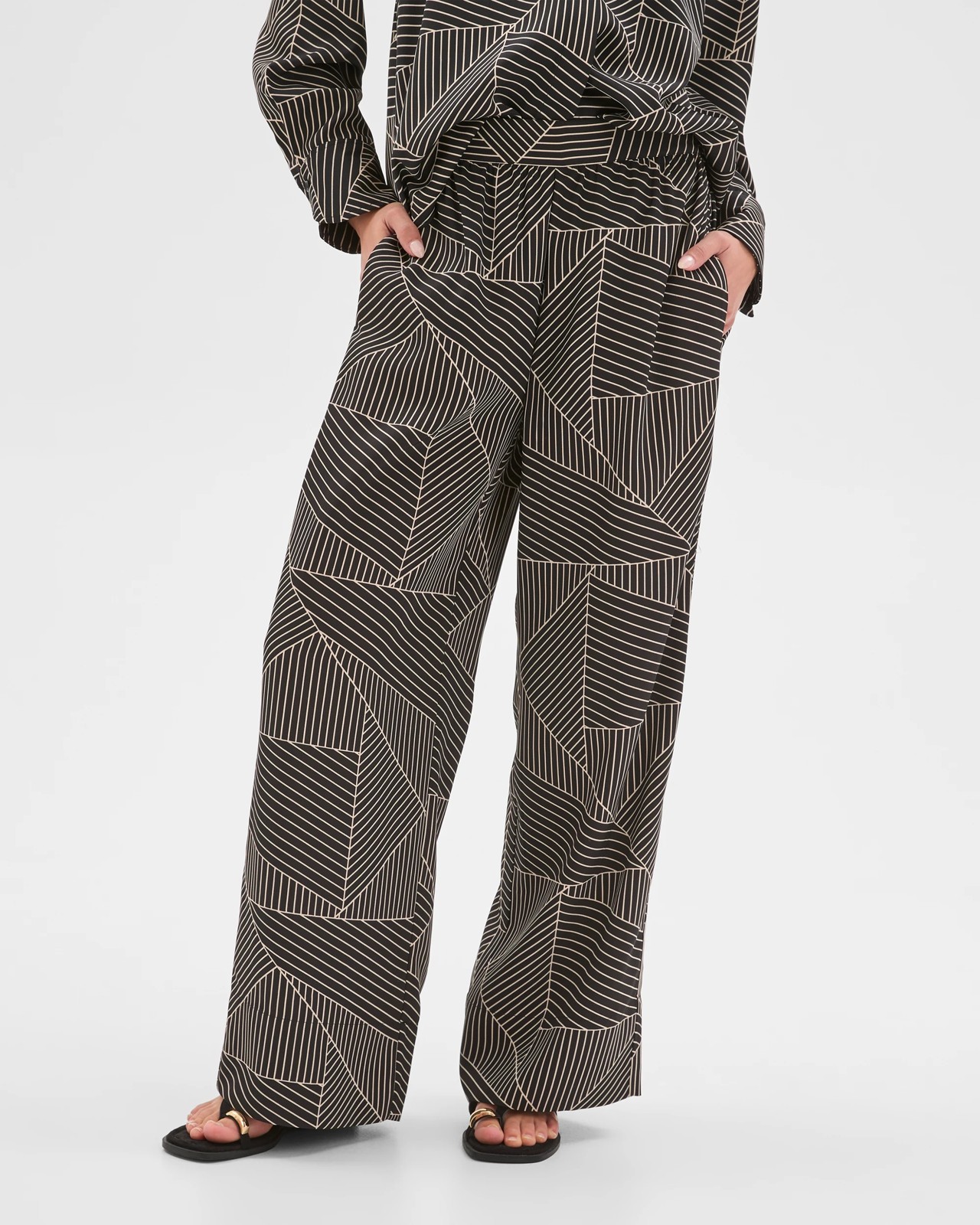 Petites Flat Front Elastic Waist Pants 4 of 6