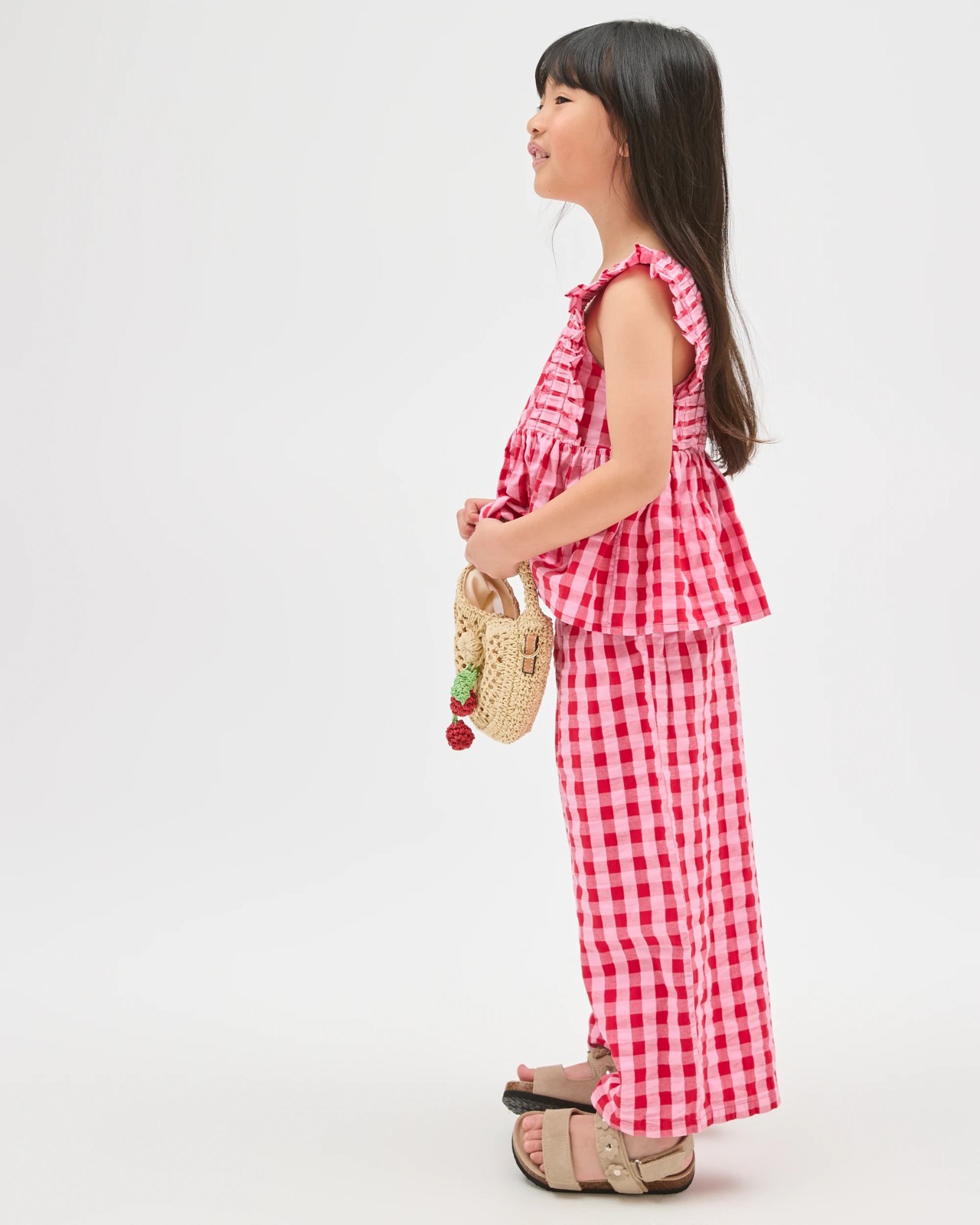 Fashion Woven Top and Pants 2 Piece Set - Pink/Red 2 of 5
