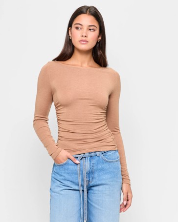 Side Gathered Knit Top - Lily Loves