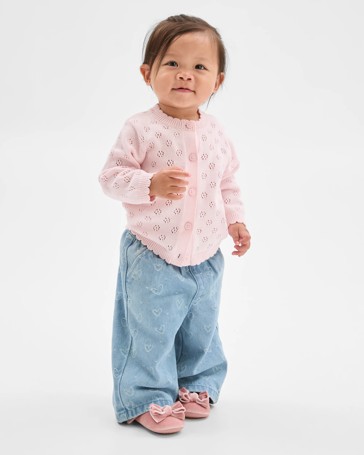 Baby Organic Cotton Pointelle Cardigan