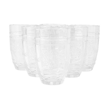 6 Clear Ornate Highball Glasses - Anko