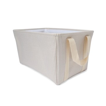 Rectangle Stripe Basket, Beige - Anko