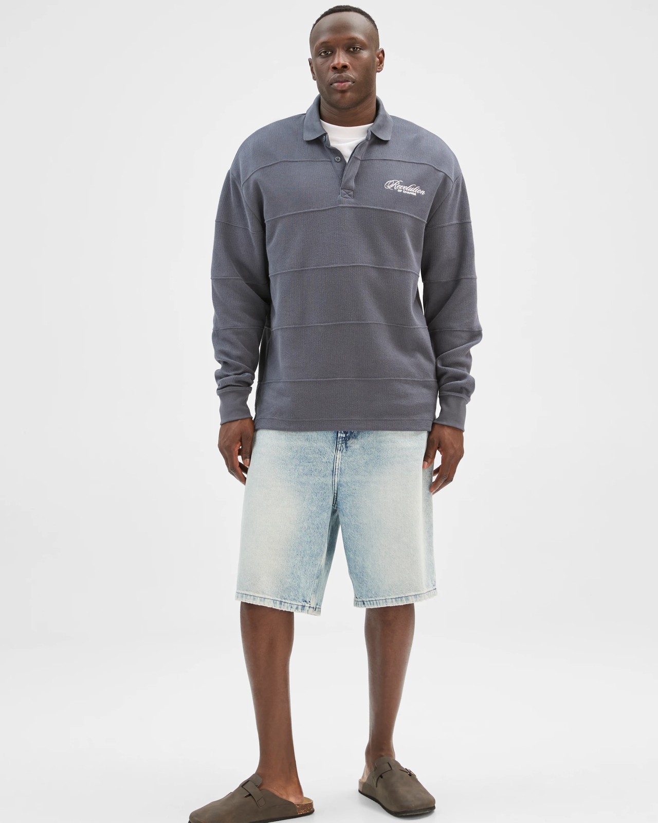 Commons Australian Cotton Blend Fleece Rugby Top - Ombre Blue 2 of 6