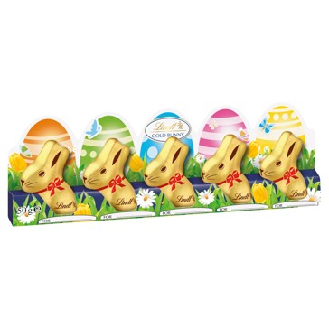 Lindt 5 Pack Mini Milk Chocolate Gold Bunnies 50g