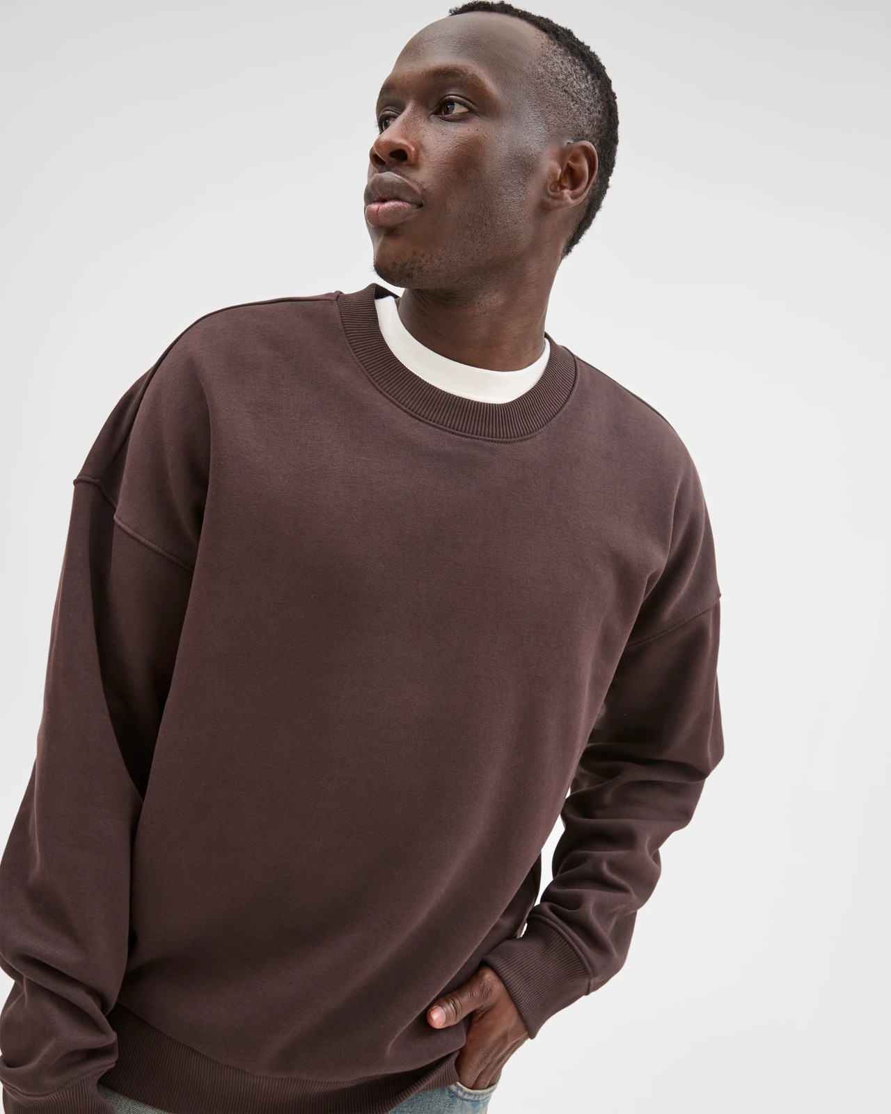 Commons Australian Cotton Blend Oversized Heavyweight Sweat Top - Dark Brown 4 of 5