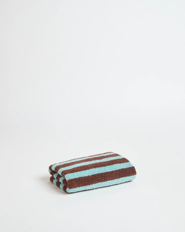 Rayne Australian Cotton Stripe Hand Towel - Tiramisu/Sky Blue