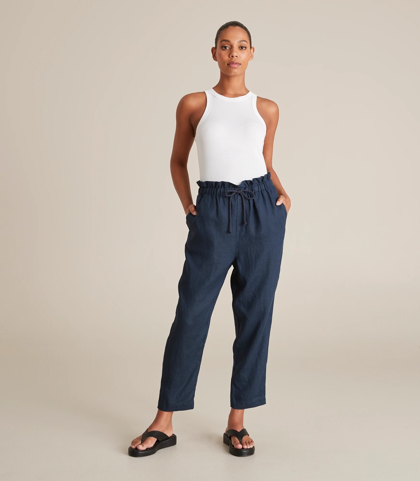 European Linen Tapered Pants 2 of 6